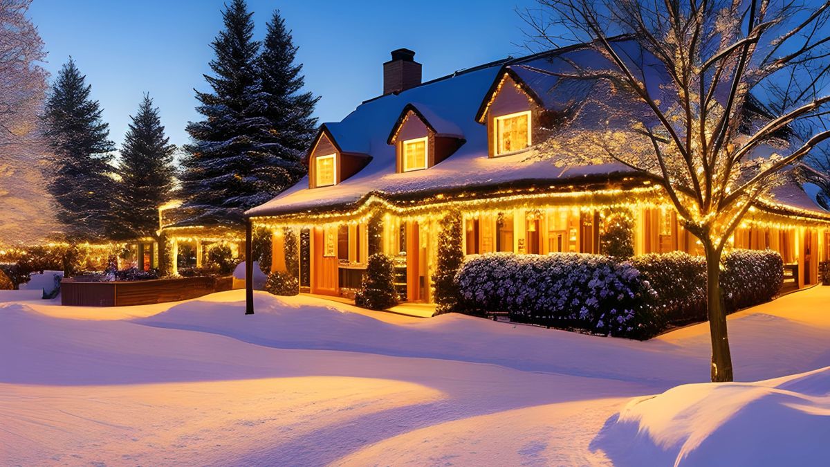 Outdoor,Christmas,Landscape,In,The,Snow.