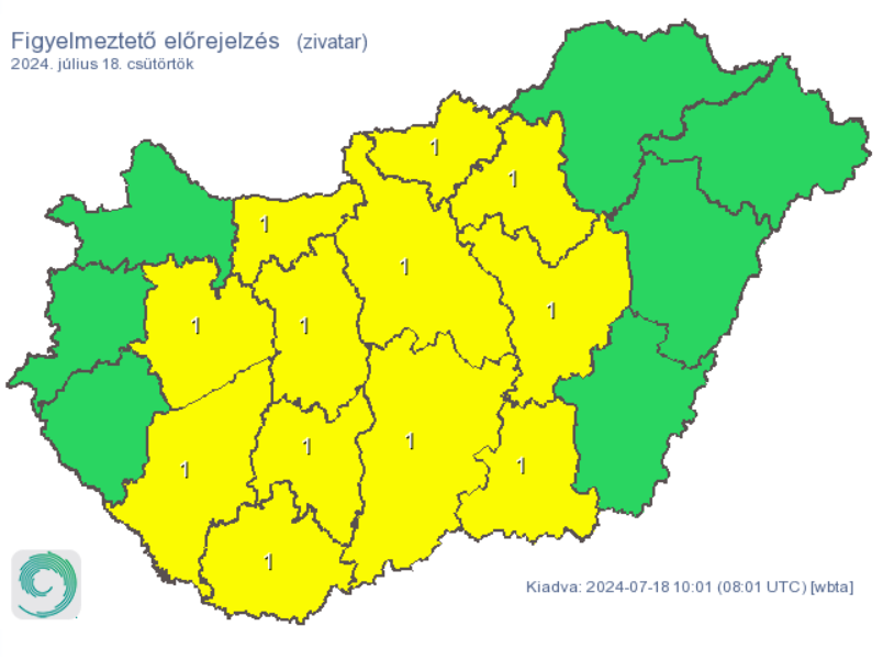 riasztás, időjárás, zivatar, Bács-Kiskun