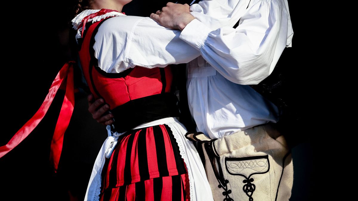 Hungarian,Magyar,National,Costumes,On,Dancer