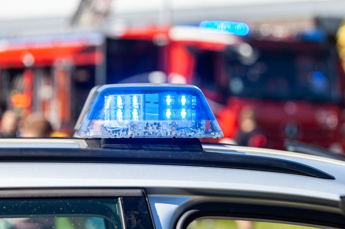 Blue,Light,Bar,On,A,German,Police,Car